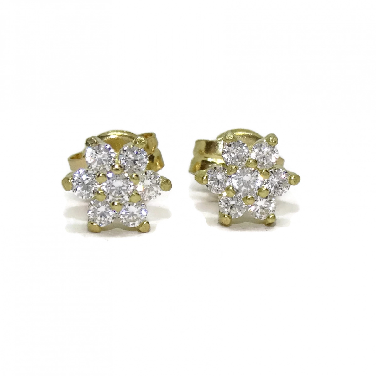 EARRING ROSETON YELLOW GOLD 18KTES AND ZIRCONS SPECIAL COMMUNION! NEVER SAY NEVER