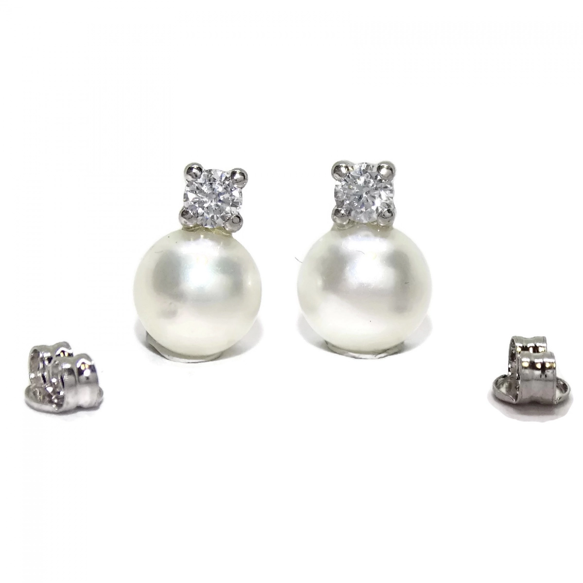 EARRINGS OF WHITE GOLD OF 18KTES WITH 2 CULTURED PEARLS AND ZIRCONS. SPECIAL COMMUNION! NEVER SAY NEVER