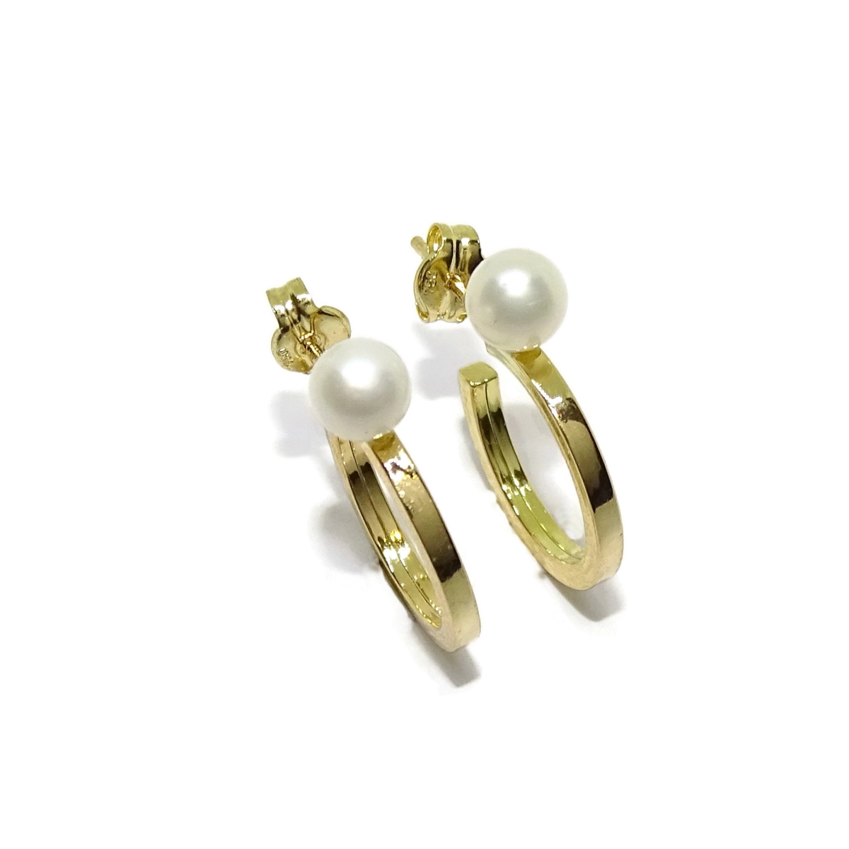 EARRINGS TYPE HOOP OF 18K YELLOW GOLD WITH 2 CULTURED PEARLS NEVER SAY NEVER