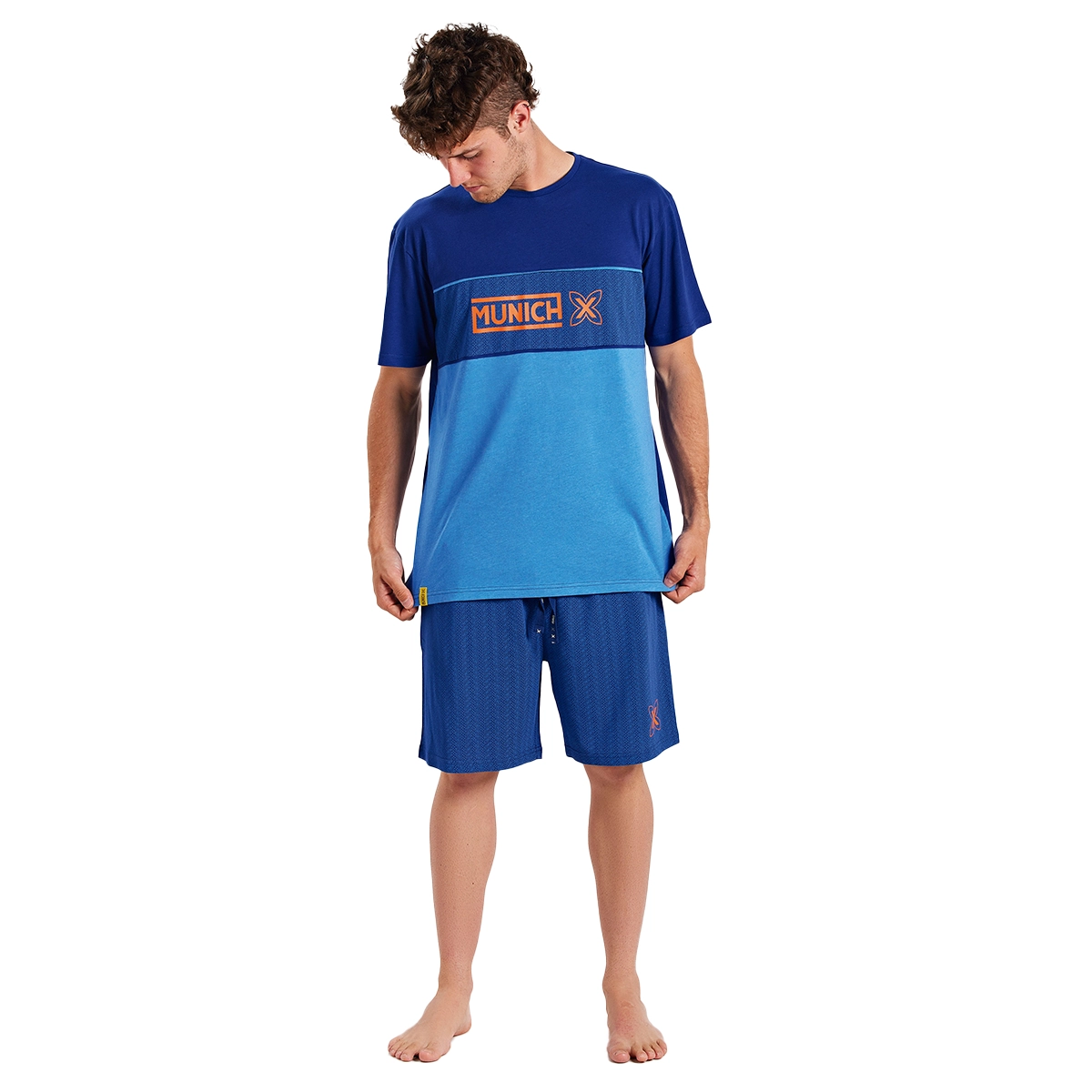 Pijama de manga corta y cuello redondo Munich MUEH0254 hombre Talla: XL Color: Azul MUEH0254.XL