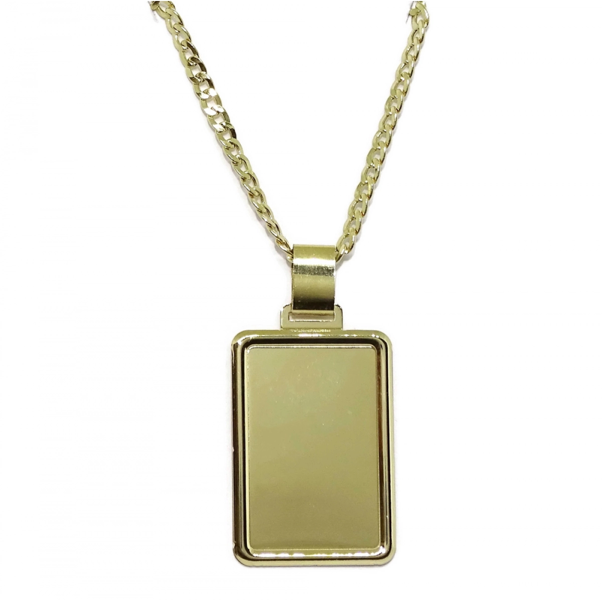 PLATE OF YELLOW GOLD OF 18K SMOOTH 2.60 BY 1.80 CM WITH CHAIN CURB 60CM NEVER SAY NEVER