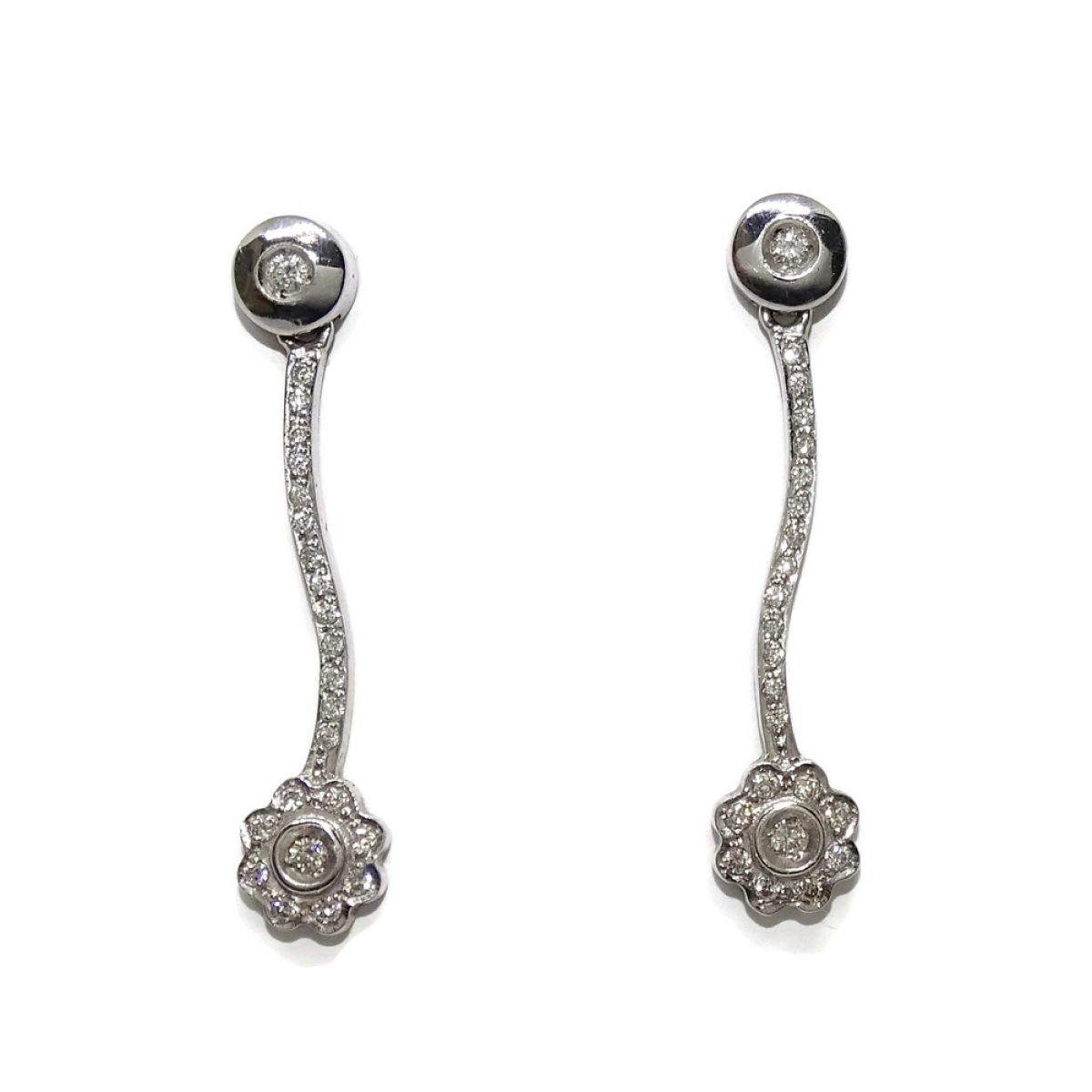 Precious 18k white gold long earrings with 0.53cts of diamonds Never say never