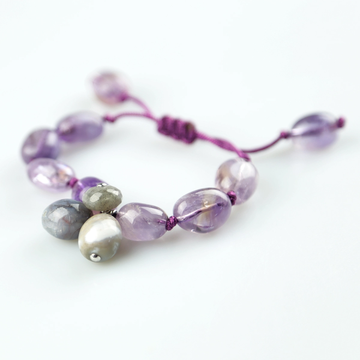 BRACELET KNOTTED AMETHYST WITH PENDANTS BUPU235 PATRICIA GARCIA