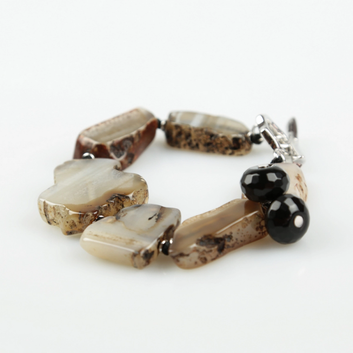 BRACELET KNOTTED AGATE AND NATURAL ONYX PU256 PATRICIA GARCIA