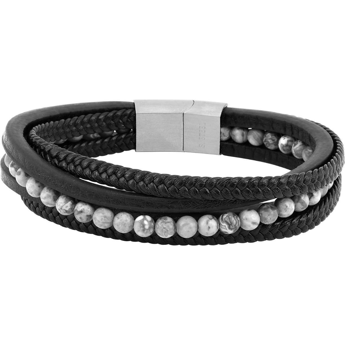 Pulsera blk.map gris  synth.blk.leather Acero Lua Blanca 526852.0