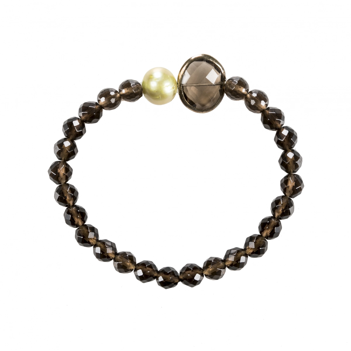 Smoked quartz bracelet and cultured pearl Patricia Arla