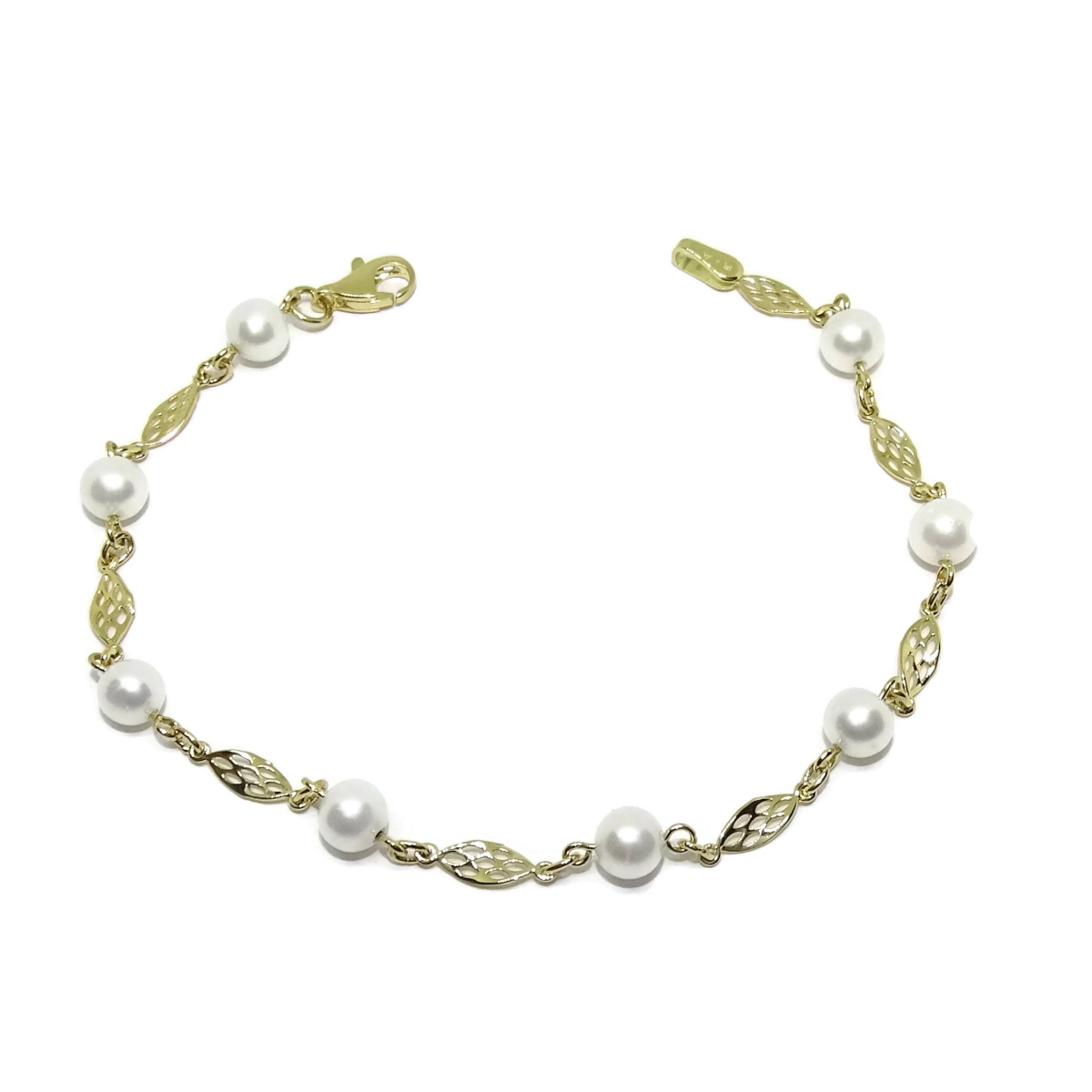 BRACELET 18K YELLOW GOLD SPECIAL COMMUNITY�N ESLAB�N FILIGREE AND 8 CULTURED PEARLS OF 5MM. NEVER SAY NEVER