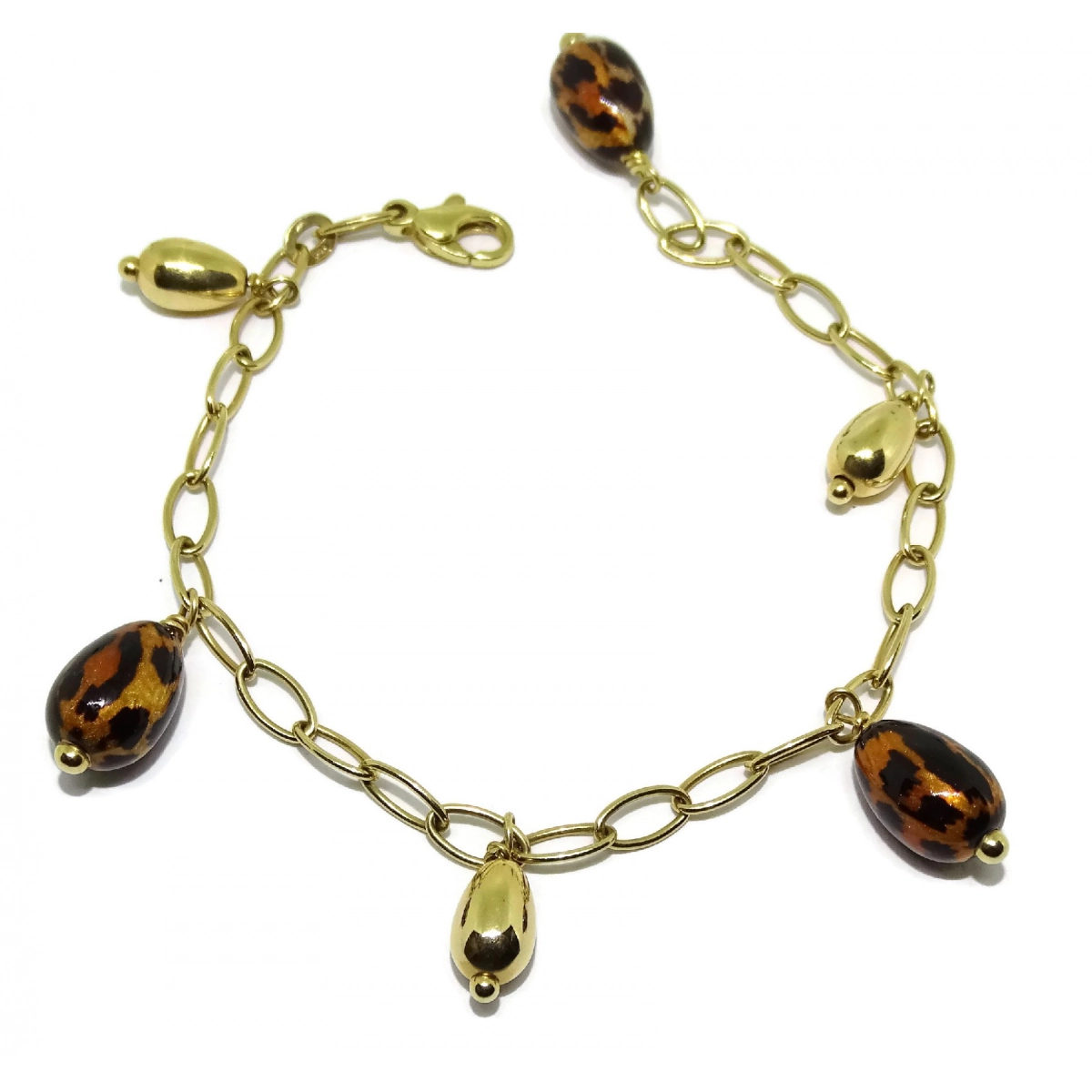 YELLOW GOLD BRACELET 18KTES WITH NUGGETS OF GOLD COLLECTION LEOPARD. 18.5 CM NEVER SAY NEVER