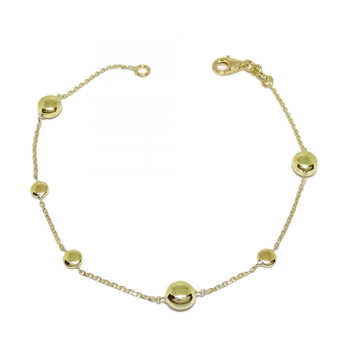 BRACELET WITH 6 NUGGETS OF YELLOW GOLD OF 18K 19CM LONG AND CHAIN FORCED TO CLOSE MOSQUETON NEVER SAY NEVER