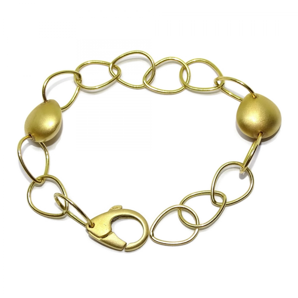 STUNNING AND BOLD BRACELET 18K YELLOW GOLD WITH 2 GOLD NUGGETS NEVER SAY NEVER
