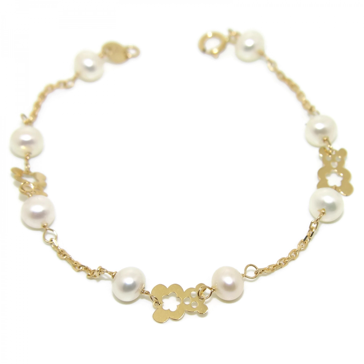 BRACELET FOR COMMUNION YELLOW GOLD 18KTES WITH 8 CULTURED PEARLS OF 5MM NEVER SAY NEVER