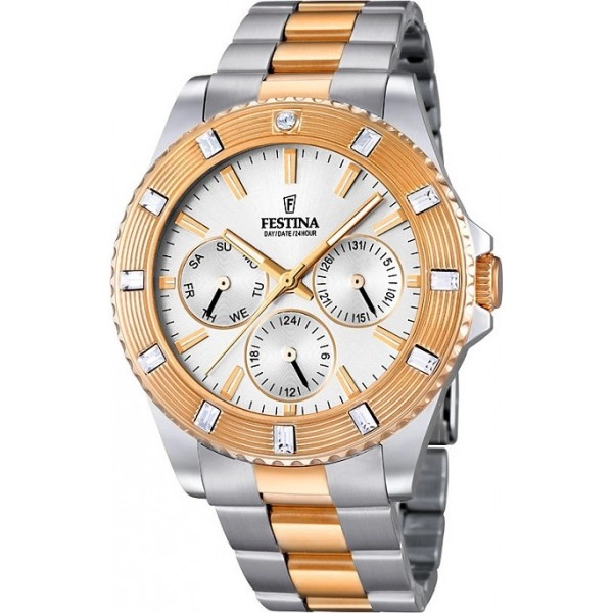 WATCH FESTINA TWO-TONE WOMAN WITH A BEZEL WITH STONES F16695/1