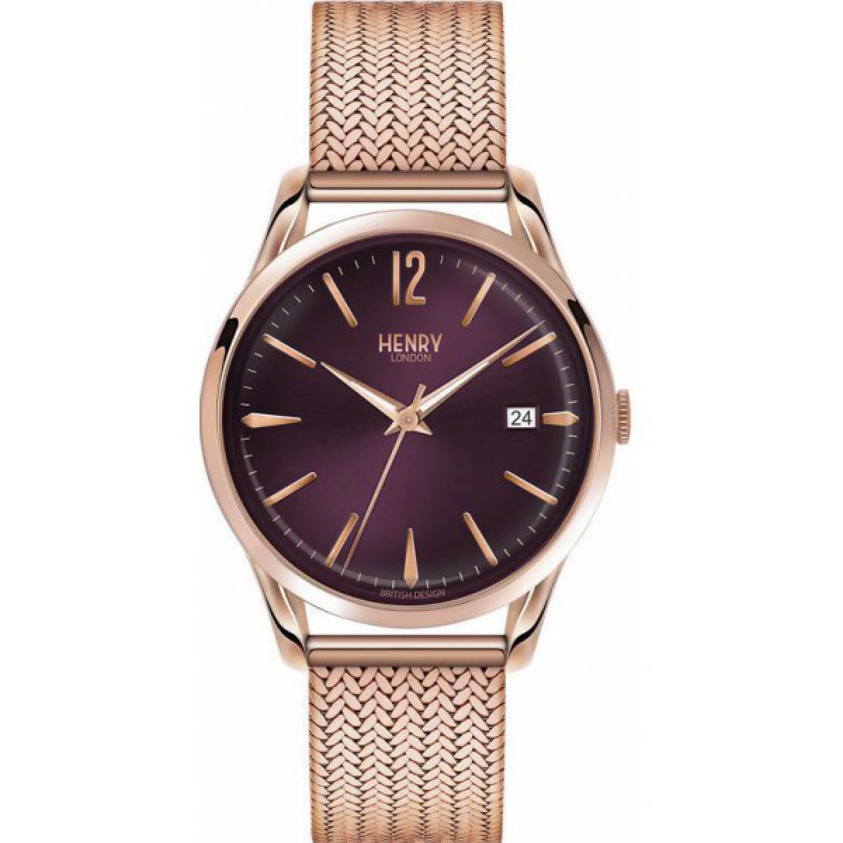 WATCH HENRY LONDON GOLD PINK DIAL PURPLE HL39-M-0078