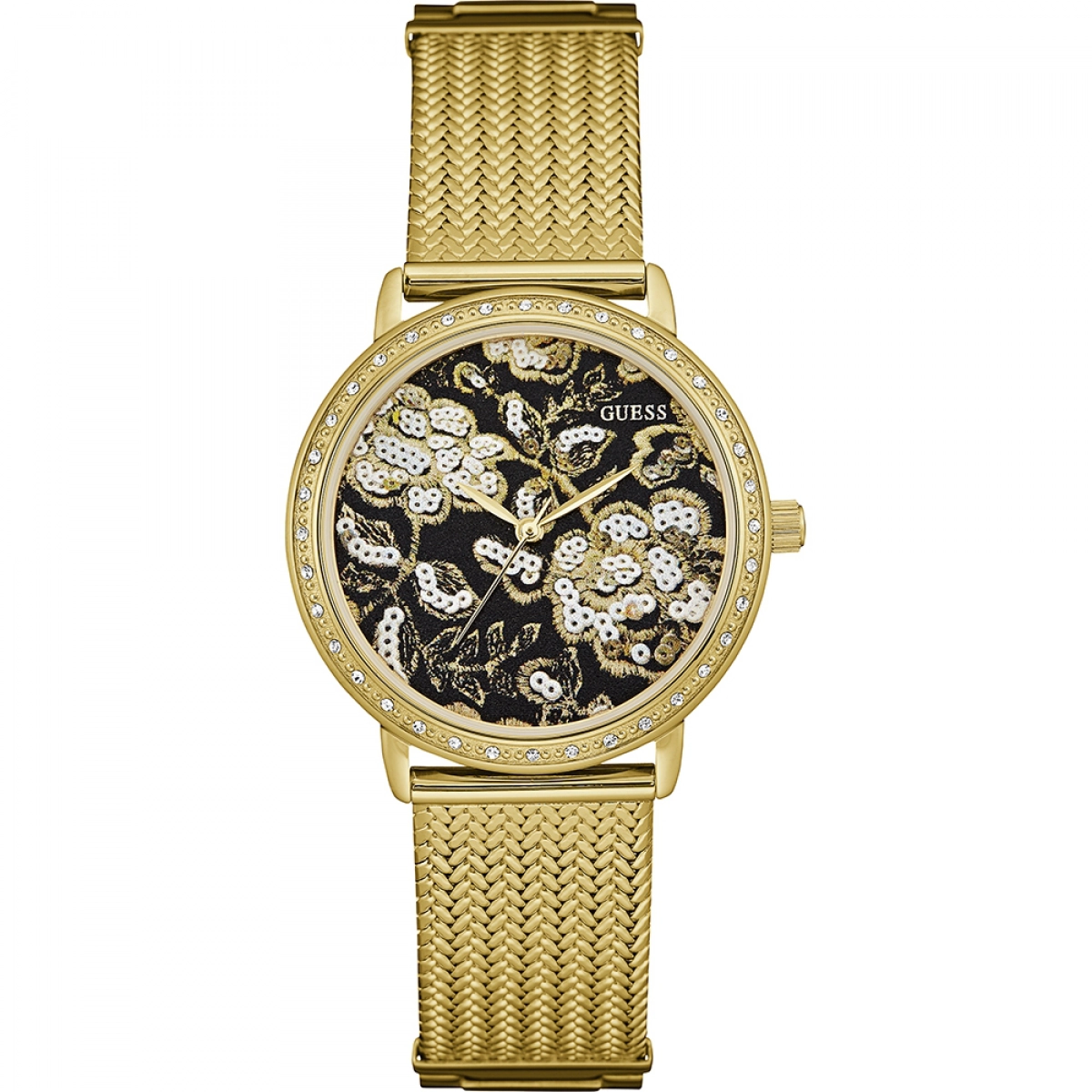 WATCH WOMAN'S STAINLESS STEEL YELLOW DIAL FLORAL W0822L2 GUESS