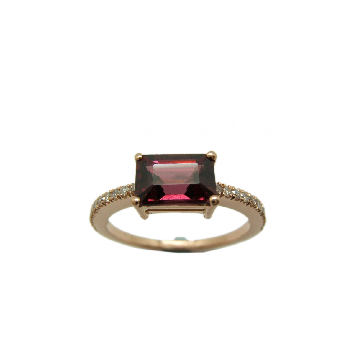 RING ROSE GOLD RHODOLITE AND DIAMOND A-416 B-79