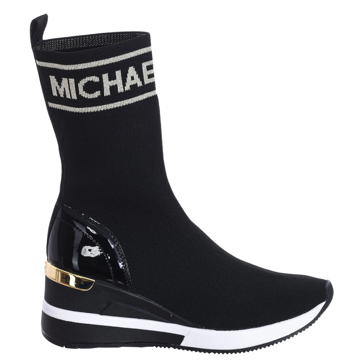 Zapatilla Sneaker Skyler tipo calcetín de punto elástico Michael Kors F2SKFE5D mujer Talla: 36.5 Color: Negro F2SKFE5D-BLK-PALEGOLD.36.5